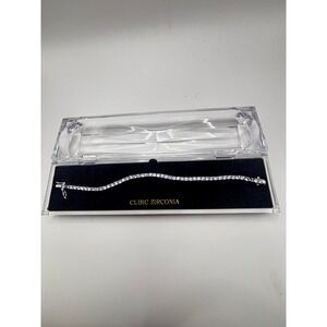 Unbranded Tennis Bracelet Womens 7.5in Silver Purple Cubic Zirconia Classic